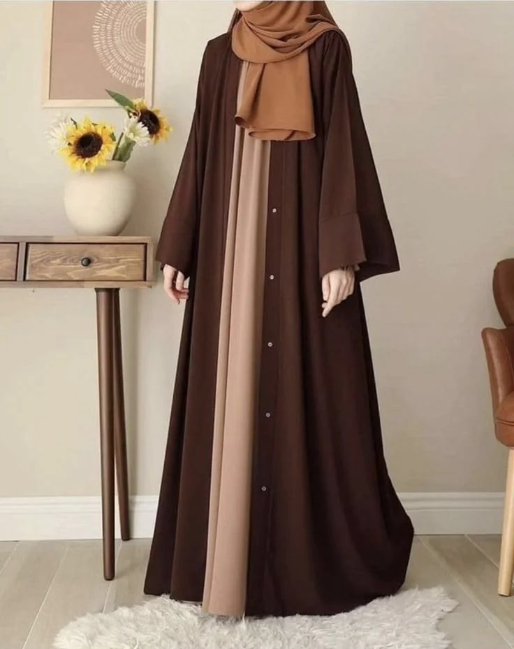 Brown Two-Tone Fashion Abaya by Shaista Collection