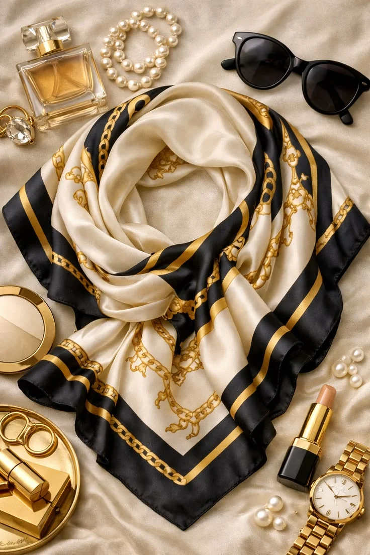 Silk Scarf Golden Glamour by Shaista Collection